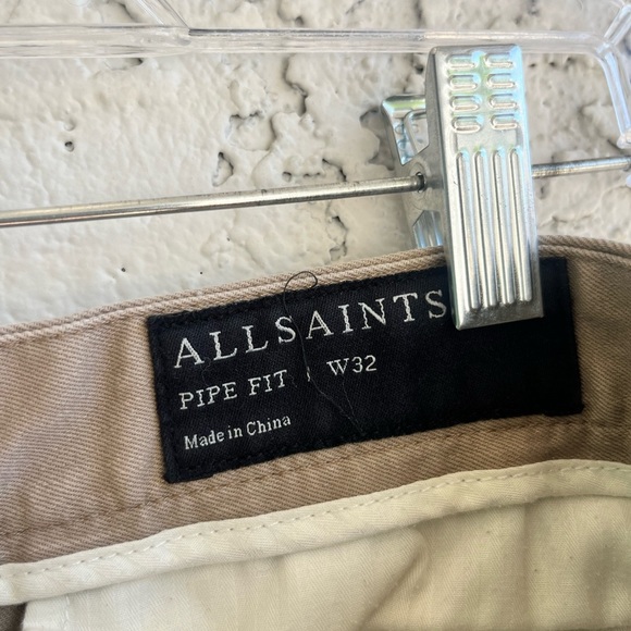 ALL SAINTS Khaki Trousers - Pipe/Slim Fit Men’s 32 - Picture 7 of 11